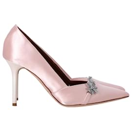 Zapatos de tacón puntiagudos adornados Malone Soulier en satén rosa claro - Autre Marque