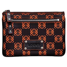 Pochette Loewe Anagram Negra y Naranja de Cuero