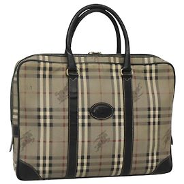 Autre Marque Borsa da lavoro Burberrys Nova Check in pelle PVC grigia Auth 115156