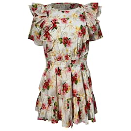 Vestido Mini Impreso Floral Natasha Loveshackfancy en Algodón Multicolor