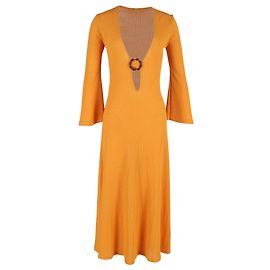 Autre Marque Maxikleid aus gelber Viskose mit Ausschnitten und Ringverzierungen von Dodo Bar Or
