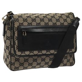 GUCCI GG Canvas Schultertasche Schwarz 019 0375 Auth ep7418