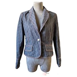 Dior Jeansjacke Monogramm Logo Blau