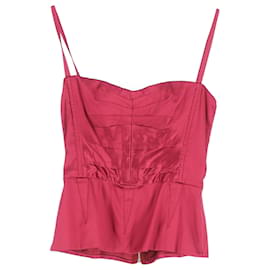 Dolce & Gabbana Back-Zipped Bustier Top in Pink Silk