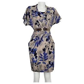 HUGO BOSS vestido cruzado Delara2 beige con flores