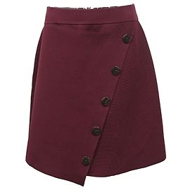 Falda asimétrica con botones decorativos Sandro Fiji en viscosa burdeos