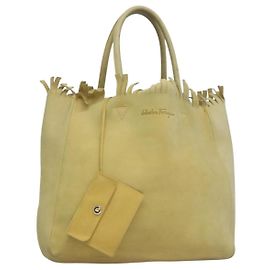 Borsa a Spalla Salvatore Ferragamo in Camoscio Giallo Auth 100746
