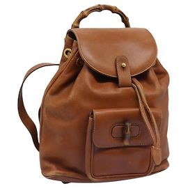 Gucci Bamboo Rucksack aus braunem Leder mit Gold 003 2058 0030 Auth ep7524