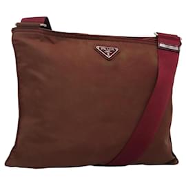 PRADA Borsa a Spalla in Nylon Rosso Vino Auth ar13308