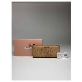 Vintage Miu Miu Metallasse Leather Wallet beige