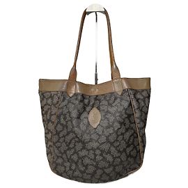 Vintage Yves Saint Laurent Monogramm Leder Shopper grau/schwarz