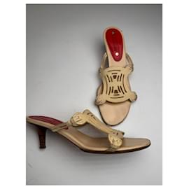 Vintage Celine Paris Triomphe Leder Pumps beige 37 - Céline