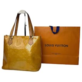 Borsa vintage in pelle Vernis gialla di Louis Vuitton
