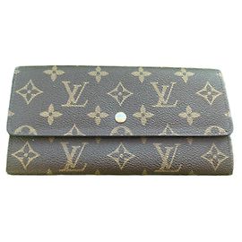 Monedero Louis Vuitton Sarah tres pliegues marrón piel
