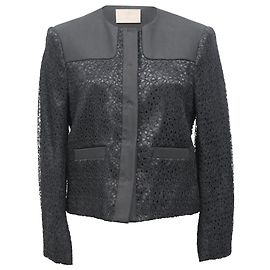  Jason Wu Lace-Detail Single-Breasted Blazer in Black Polyester