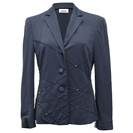 Blazer monopetto con dettaglio wed di Moschino in lana blu navy