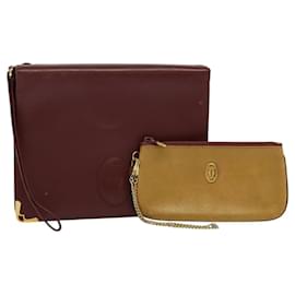 Borsa a mano CARTIER in pelle 2 pezzi Rosso Beige Auth bs23136 - Cartier