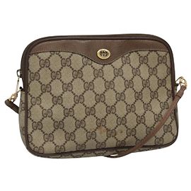 Borsa a spalla GUCCI GG Supreme PVC Beige Marrone oro 97 02 068 Auth ep7562