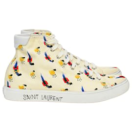  Saint Laurent Malibu Mid Top Sneakers in Multicolor Canvas