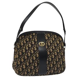 Borsa a Spalla in Tela Trotter Christian Dior Blu Oro Auth BD167