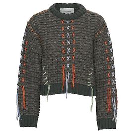 Henrik Vibskov Hang Out Strickpullover Moosgrün Melange Wolle