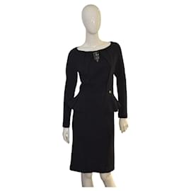Roberto Cavalli Wollkleid in Anthrazitgrau Cocktailkleid