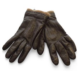 Autre Marque Braune Lammlederhandschuhe mit Cashmere-Futter Größe S