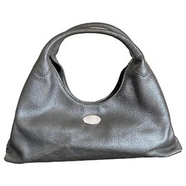 Borsa Mac Douglas in pelle grigio argento metallizzato