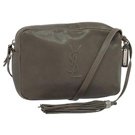 SAINT LAURENT Borsa a tracolla in pelle grigia argento Auth ep7783