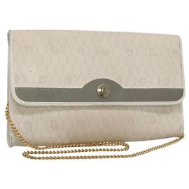 Borsa a spalla in tela a nido d'ape Christian Dior con catena in pelle PVC bianca Auth EC494