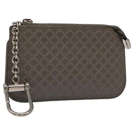 GUCCI Monedero Diamante de cuero gris 250467 Auth ac3658