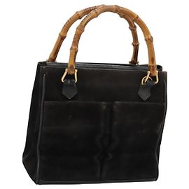 Borsa a mano GUCCI in pelle scamosciata nera e oro 000 122 0316 Auth nb100