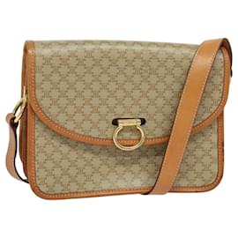 Céline Borsa a spalla in tela Macadam CELINE beige oro Auth JB008