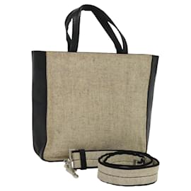 PRADA Borsa a mano in tela 2 vie beige Auth EC469