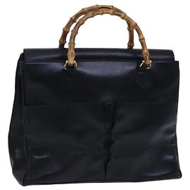 Borsa a mano in pelle Gucci Bamboo nera e oro 002 2855 0322 0 Auth fm4384
