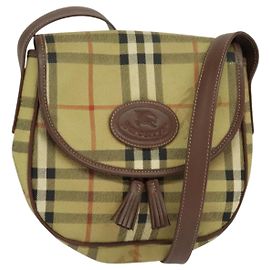 Autre Marque Bolso de Hombro Burberrys Nova Check de Cuero PVC Beige Auth EC421