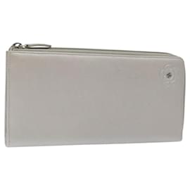 CHANEL Camelia Cartera Larga Cuero Plata CC Auth am7960