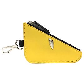 Fendi Eyes Coin Case Yellow Leather