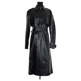 Trench coat de couro preto Mackage