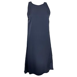 Vestido midi sem mangas Theory Long em seda azul marinho