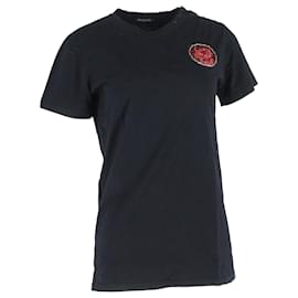 Camiseta de algodón negro con parche bordado de Balmain