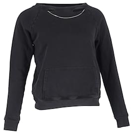 Saint Laurent Ripped Sweatshirt With Chain Detail in Black Cotton