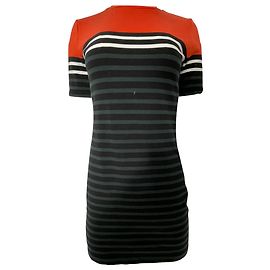 Vestido mini de manga corta de punto en algodón multicolor de T Alexander Wang