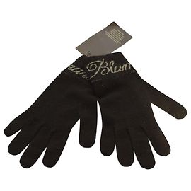 Blumarine Handschuhe aus schwarzer Wolle mit Logo
