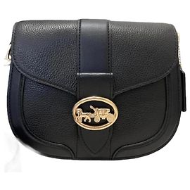 Borsa a tracolla Coach Georgie Saddle in pelle nera