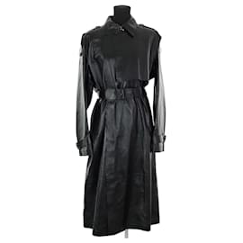 Trench coat de couro preto Mackage