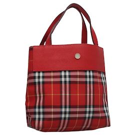 BURBERRY Nova Check Handtasche aus Nylon rot Auth ti2831