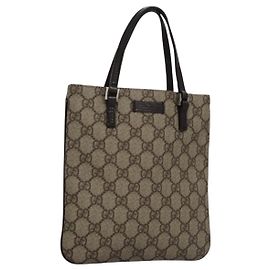 Borsa a mano GUCCI GG Supreme in pelle PVC beige argento 114600 Auth nb246