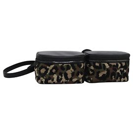 Dolce & Gabbana DOLCE&GABBANA Bolsa de Cintura Leopardo Lona Verde Preto Auth bs23142