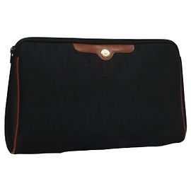 Borsa clutch in tela Trotter Christian Dior nera e dorata Auth ti2911